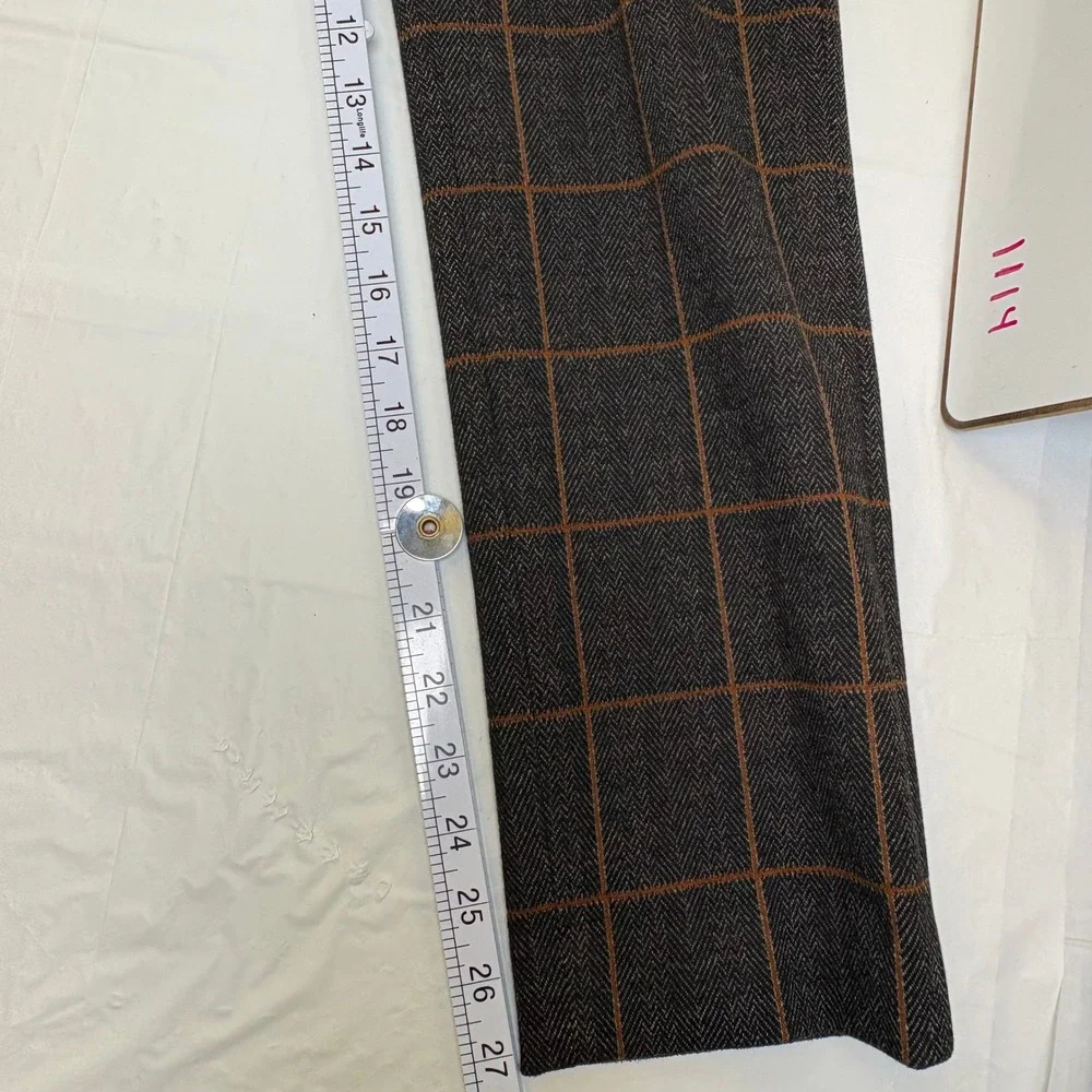 White House Black Market Elle Slim Herringbone Windowpane Pants Gray Rust 2 - Picture 10 of 12